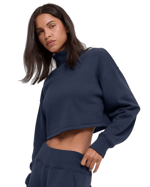 Moletom Alo Yoga Cropped Serenity Coverup Navy Azul por R$ 1.799