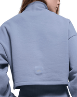 Vista lateral Moletom Alo Yoga Cropped Serenity Coverup Winter Frost Azul