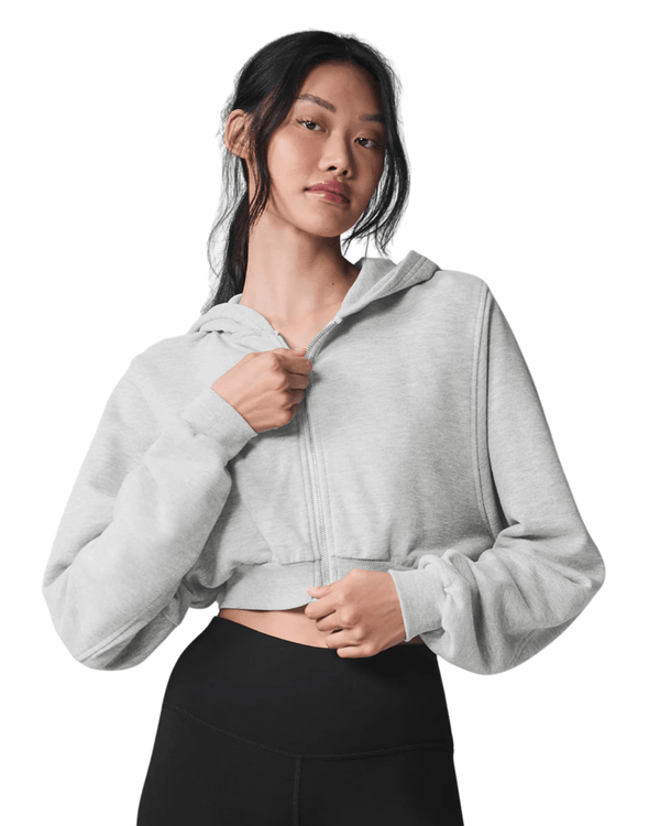 Moletom Alo Yoga Sweet Escape Zip Up Athletic Heather Grey Cinza em cinza original na LK Sneakers