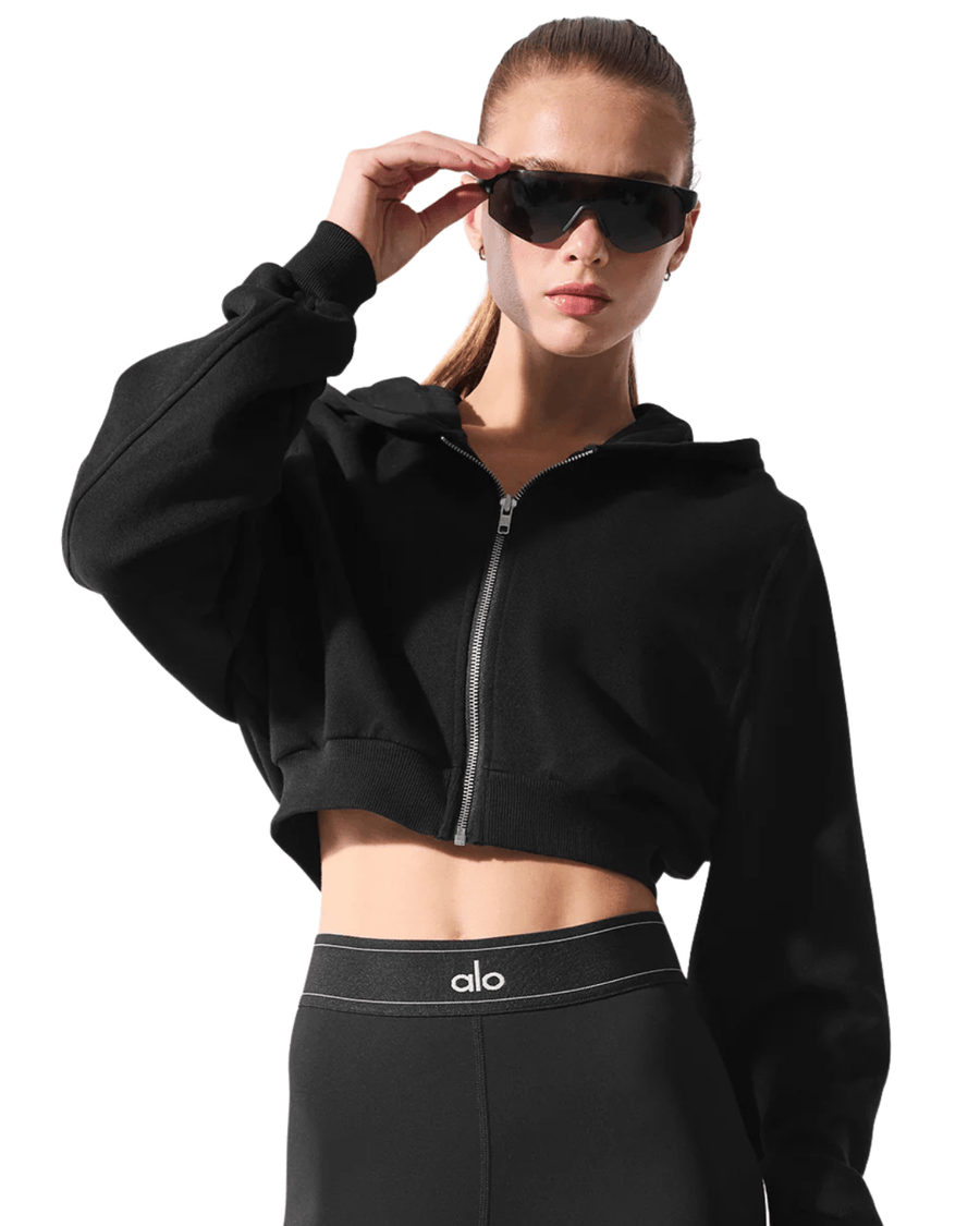 Moletom Alo Yoga Sweet Escape Zip Up Black Preto em preto original na LK Sneakers