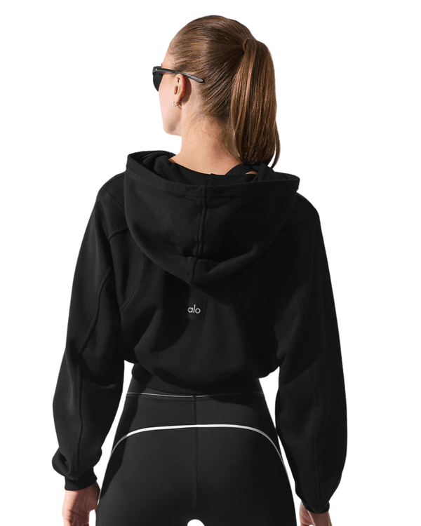 トップス alo yoga full zip hoodie xxs Moletom Alo Yoga Sweet Escape Zip Up Black Preto - LK