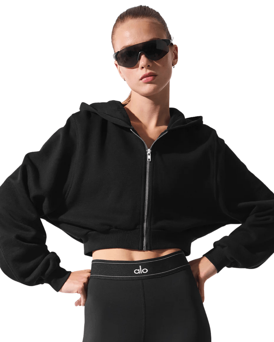 Vista traseira Moletom Alo Yoga Sweet Escape Zip Up Black Preto