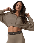 Moletom Alo Yoga Sweet Escape Zip Up Gravel Marrom - Alo Yoga - w3858r - 1