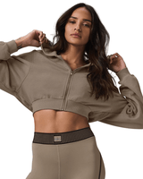 Vista traseira Moletom Alo Yoga Sweet Escape Zip Up Gravel Marrom