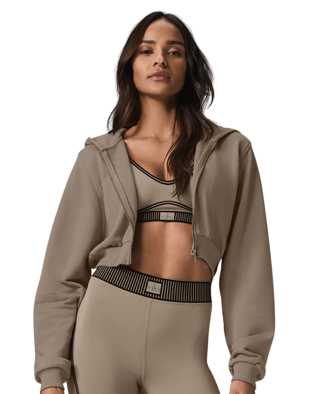 Moletom Alo Yoga Sweet Escape Zip Up Gravel Marrom - Alo Yoga - w3858r - 1