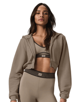 Moletom Alo Yoga Sweet Escape Zip Up Gravel Marrom em marrom original na LK Sneakers