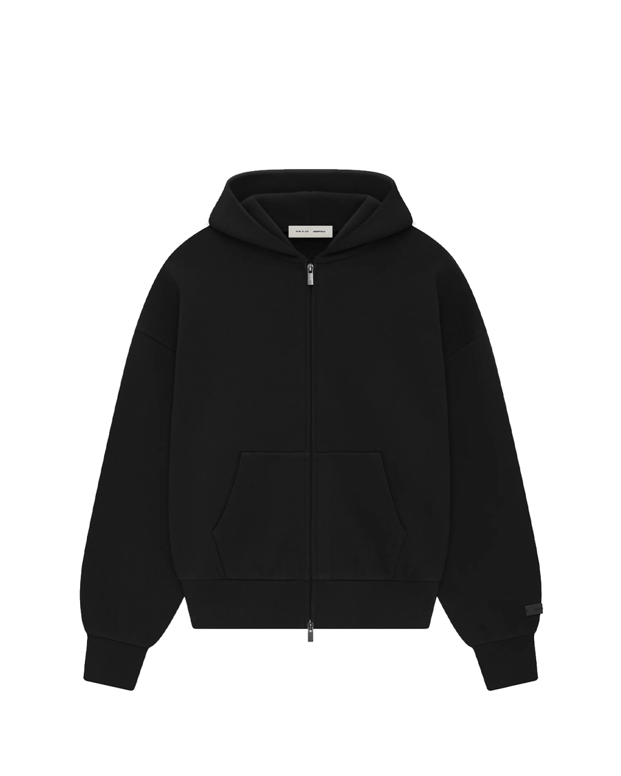 Vista lateral Moletom Fear Of God Essentials Classic Full Zip-Up Jet Black Preto