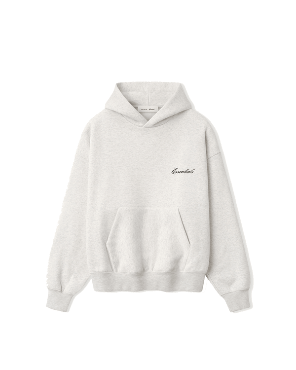 Moletom Fear Of God Essentials Signature SS26 Classic Hoodie Oatmeal Heather Cinza