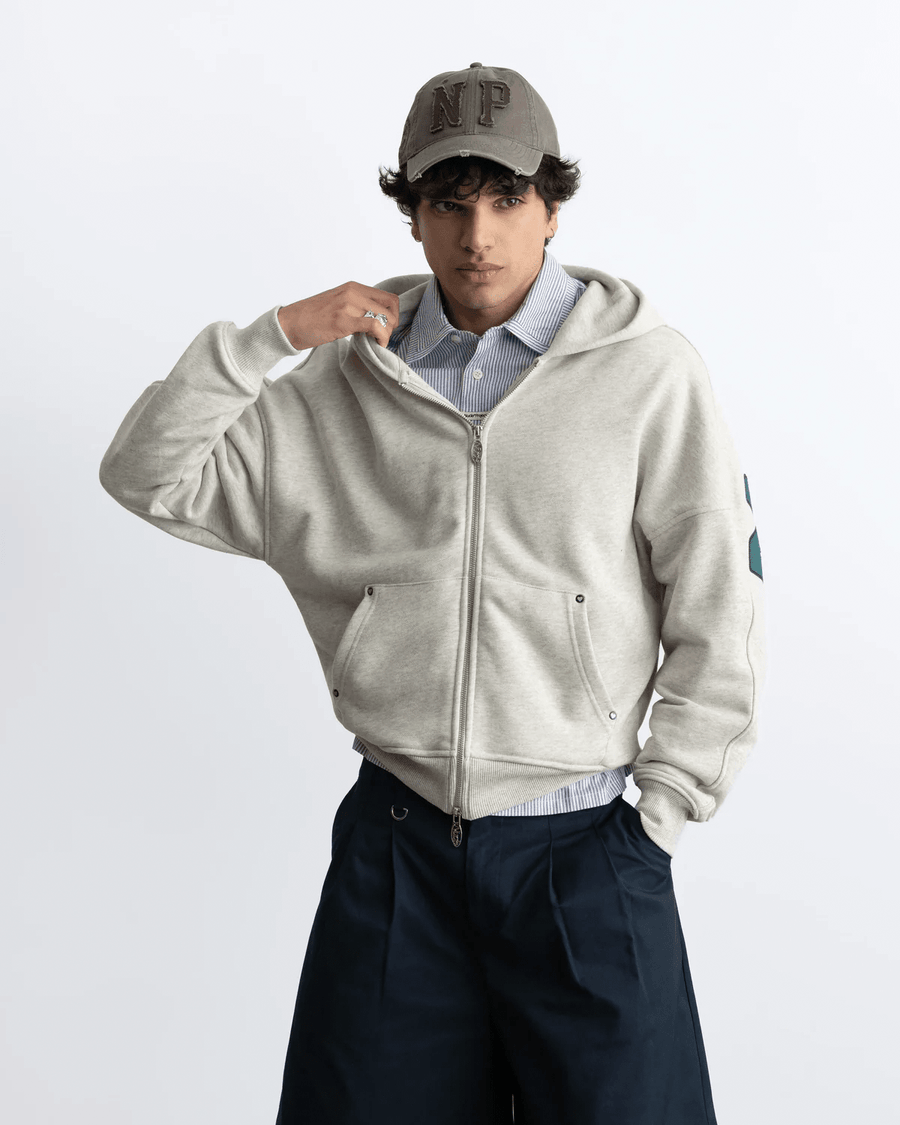 Moletom Nude Project Beast Zip-up Hoodie Grey Melange