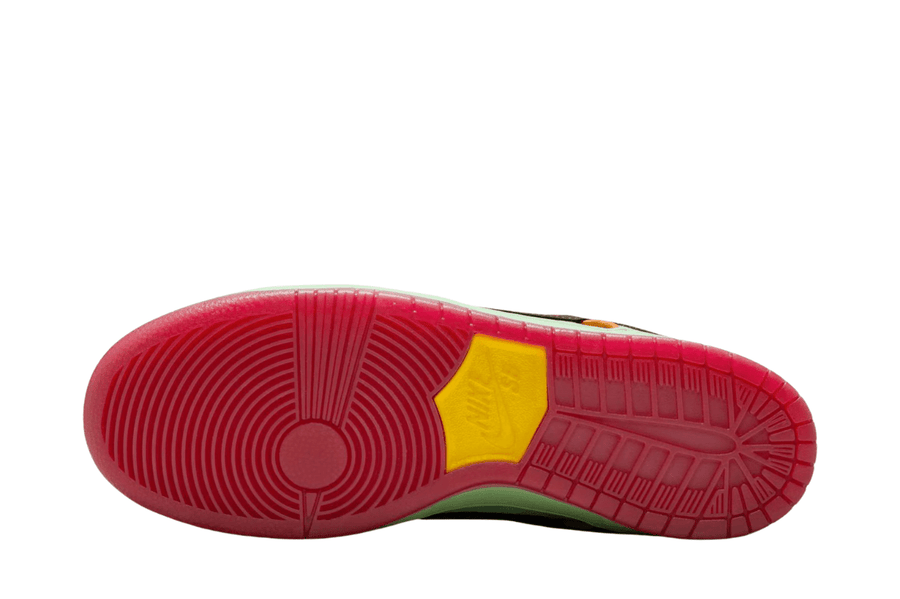 Vista do solado Nike Dunk SB Dunk Low QS BHM Rodeo Verde