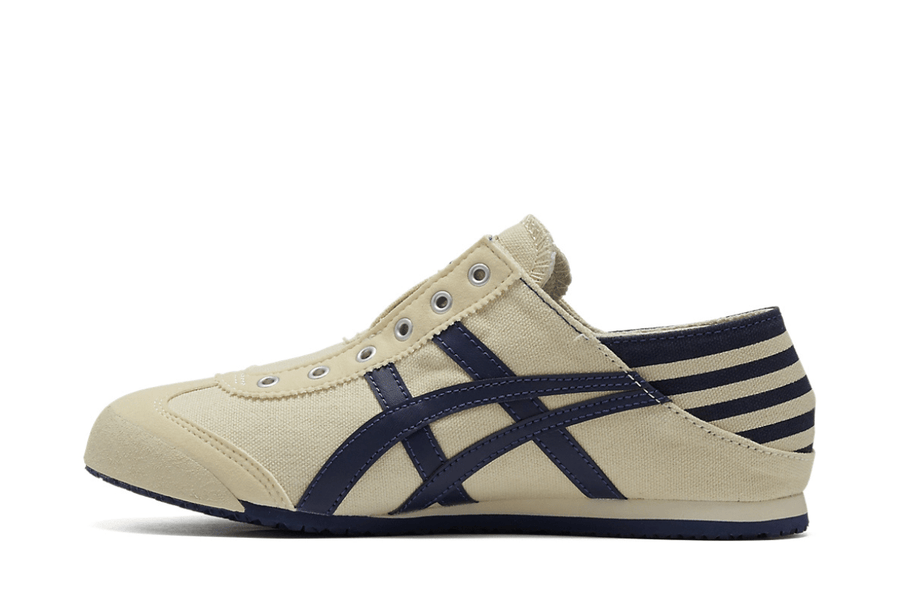Vista lateral Onitsuka Tiger Mexico 66 Paraty Natural Navy Bege