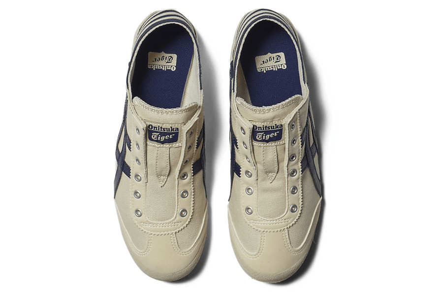 Vista do solado Onitsuka Tiger Mexico 66 Paraty Natural Navy Bege