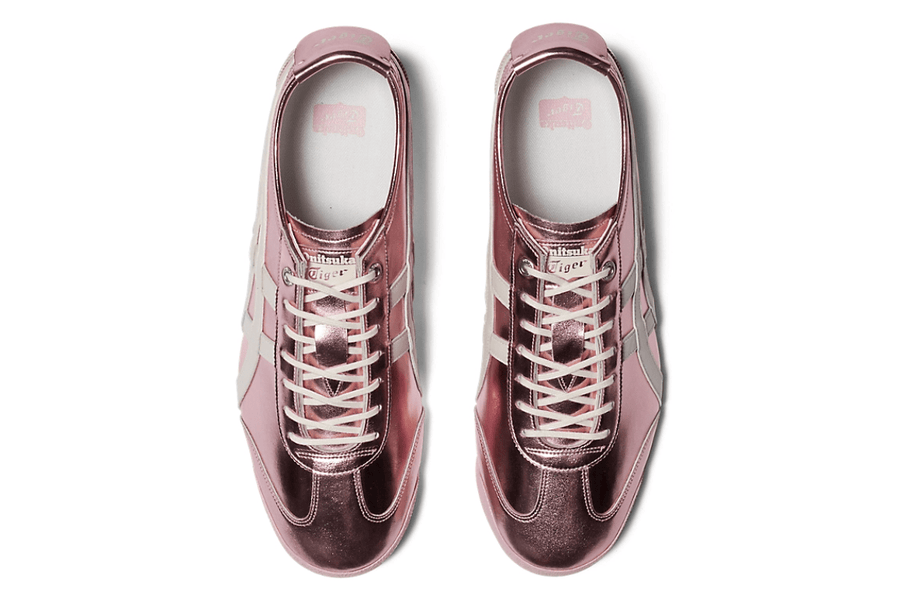 Vista do solado Onitsuka Tiger Mexico 66 SD Metallic Series Crystal Pink Cream Rosa