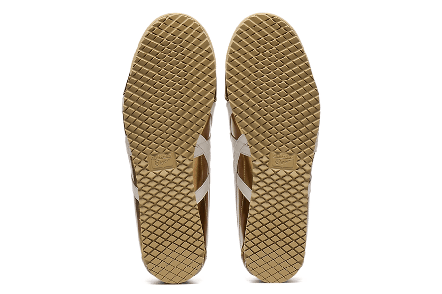 Vista em detalhe Onitsuka Tiger Mexico 66 SD Metallic Series Desert Camp Cream Dourado