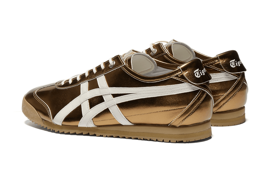 Vista superior Onitsuka Tiger Mexico 66 SD Metallic Series Desert Camp Cream Dourado