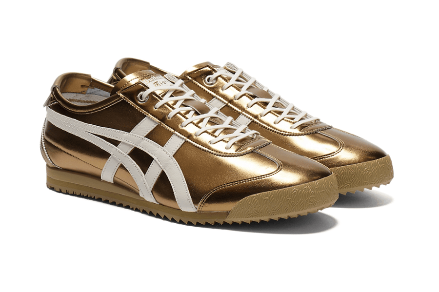Vista traseira Onitsuka Tiger Mexico 66 SD Metallic Series Desert Camp Cream Dourado