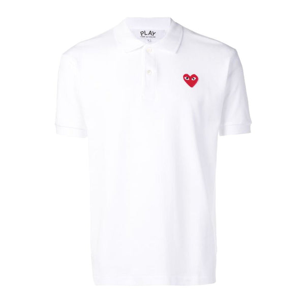 Polo Comme des Garçons PLAY Red Emblem White Branco em branco original na LK Sneakers