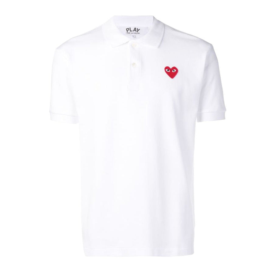 Polo Comme des Garçons PLAY Red Emblem White Branco em branco original na LK Sneakers