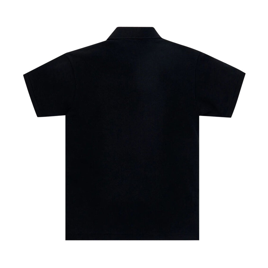 Vista lateral Polo Comme des Garçons PLAY Red Emblem Black Preto