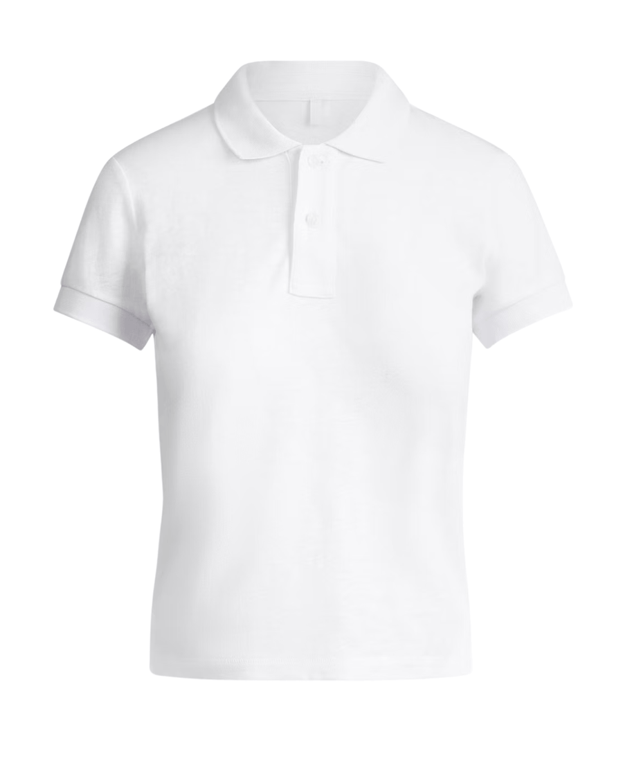 Vista lateral Polo Skims Baby Tee Worn in Jersey Snow Branco