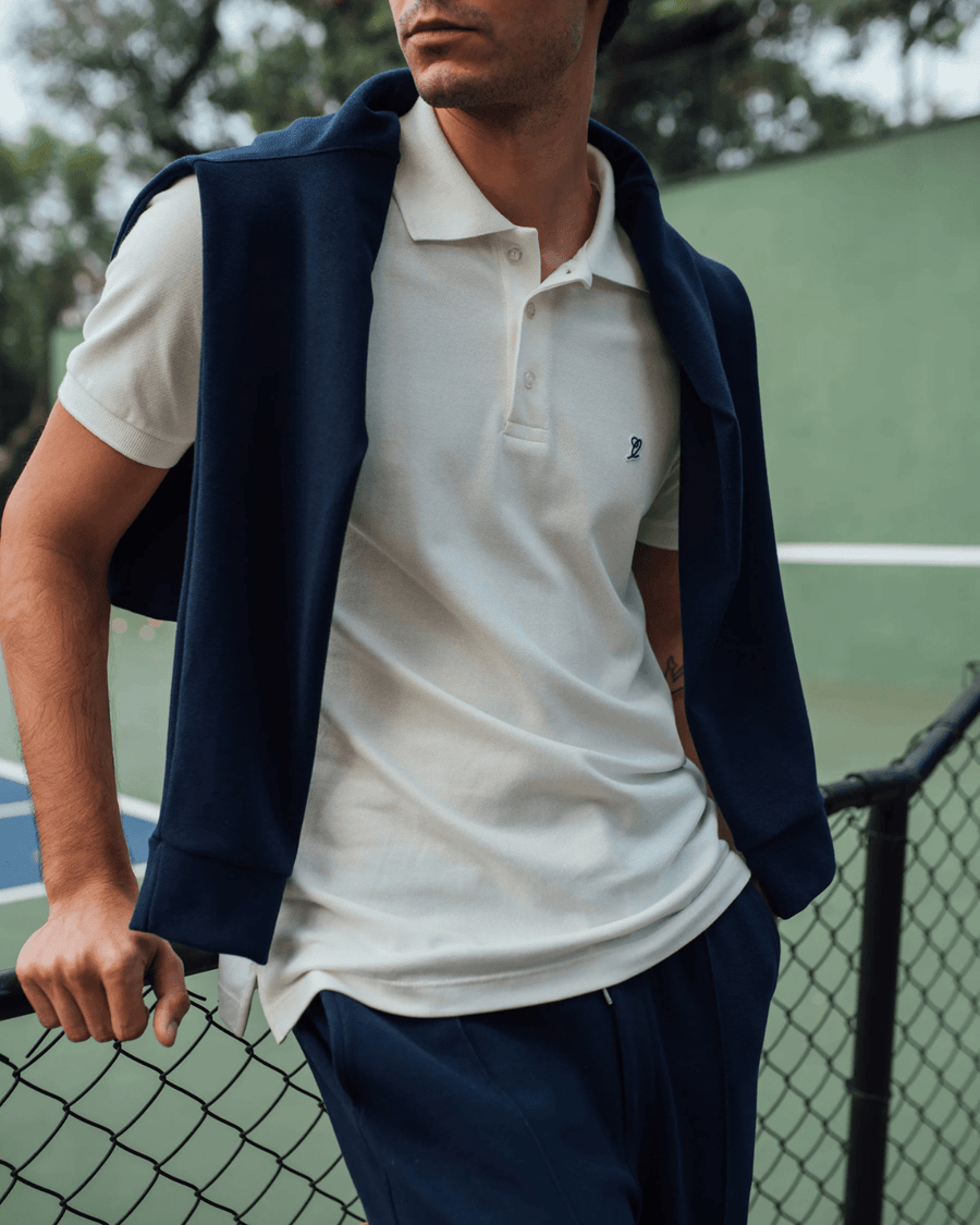 Vista do solado Polo Slyce Classics Piquet Off White
