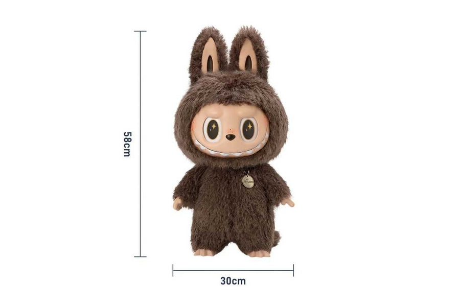 Vista traseira Pop Mart Labubu The Monsters Zimomo I Found You Vinyl Doll + Tote Bag Marrom (59cm)
