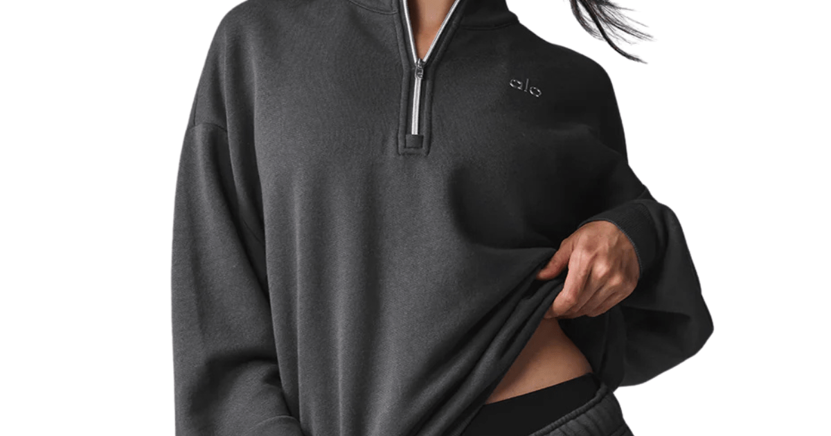 Pullover Alo Yoga Accolade 1/4 Zip Anthracite Cinza por R$ 1.549