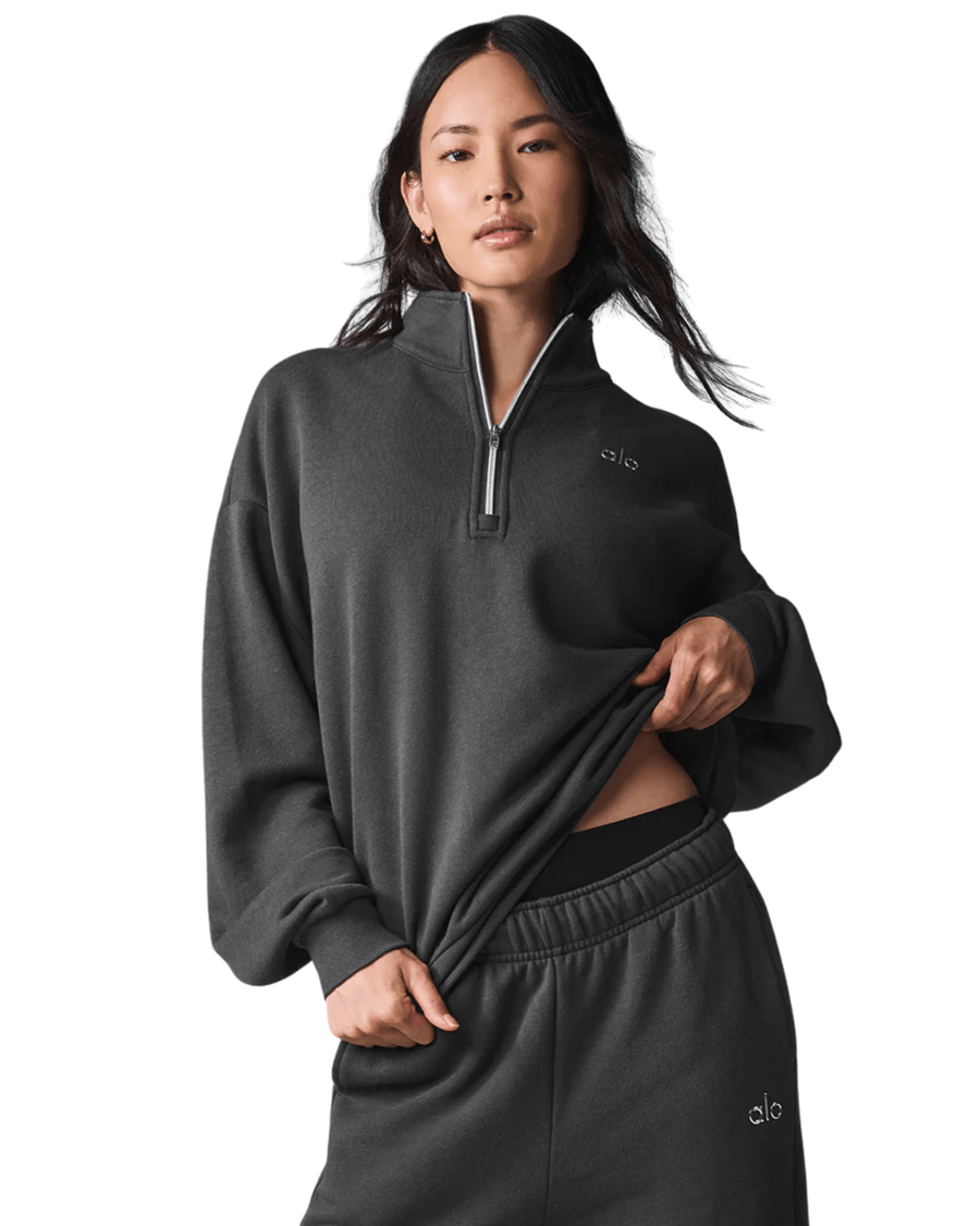 Pullover Alo Yoga Accolade 1/4 Zip Anthracite Cinza por R$ 1.549