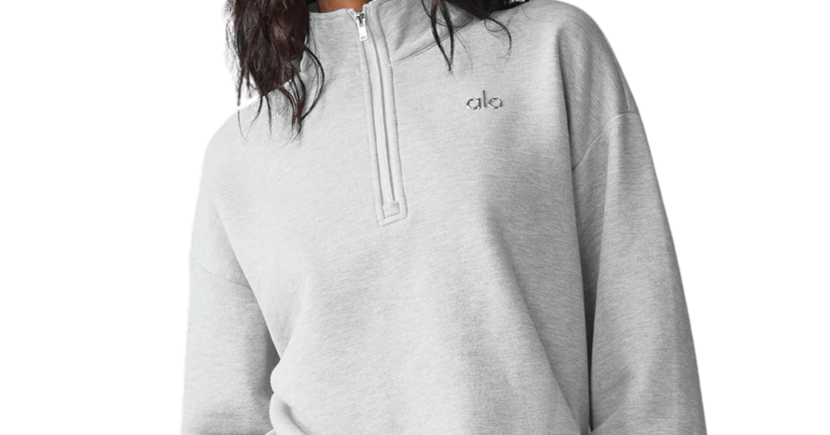 Pullover Alo Yoga Accolade 1/4 Zip Athletic Heather Grey Cinza por