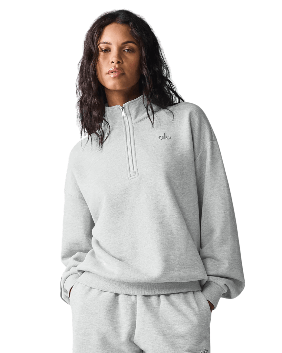 Pullover Alo Yoga Accolade 1/4 Zip Athletic Heather Grey Cinza - Alo Yoga - u3040rg_01 - 1