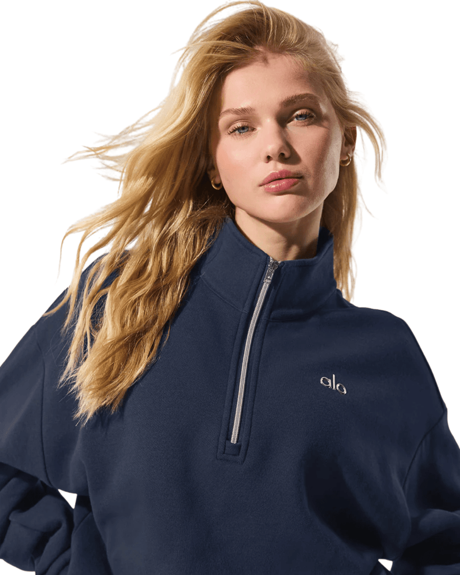 Pullover Alo Yoga Accolade 1/4 Zip Navy Azul Marinho por R$ 1.549
