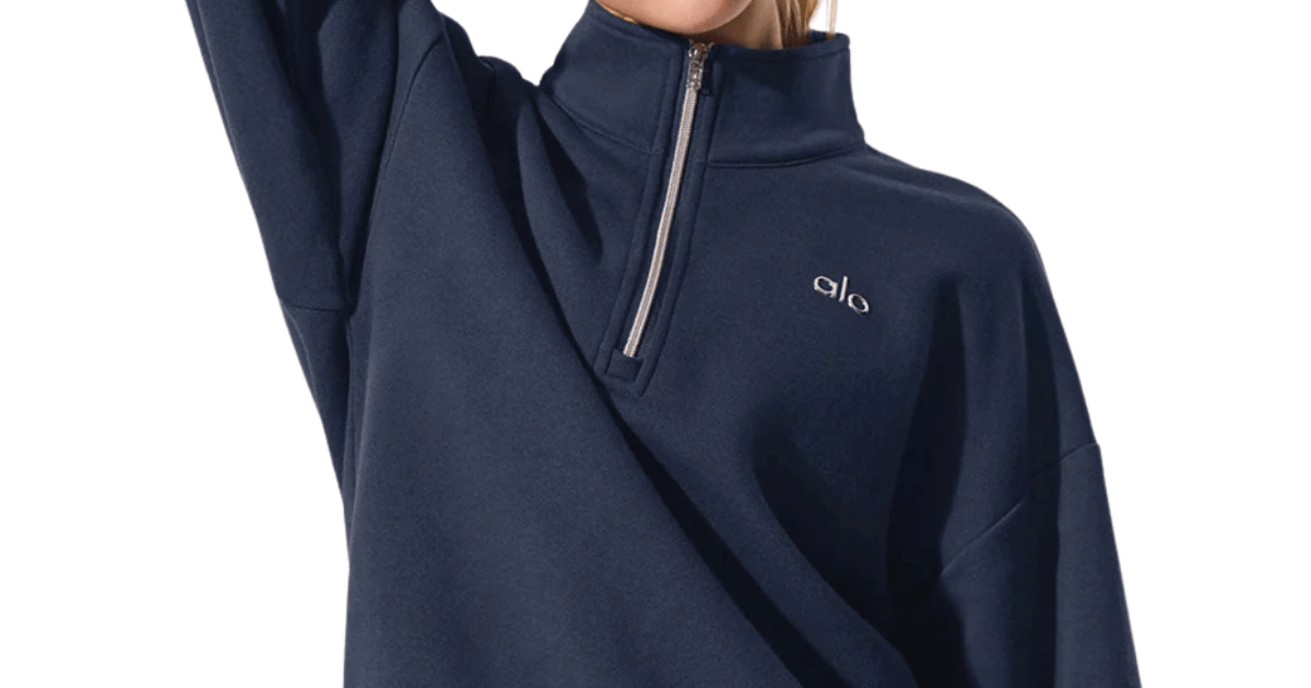 Pullover Alo Yoga Accolade 1/4 Zip Navy Azul Marinho - LK