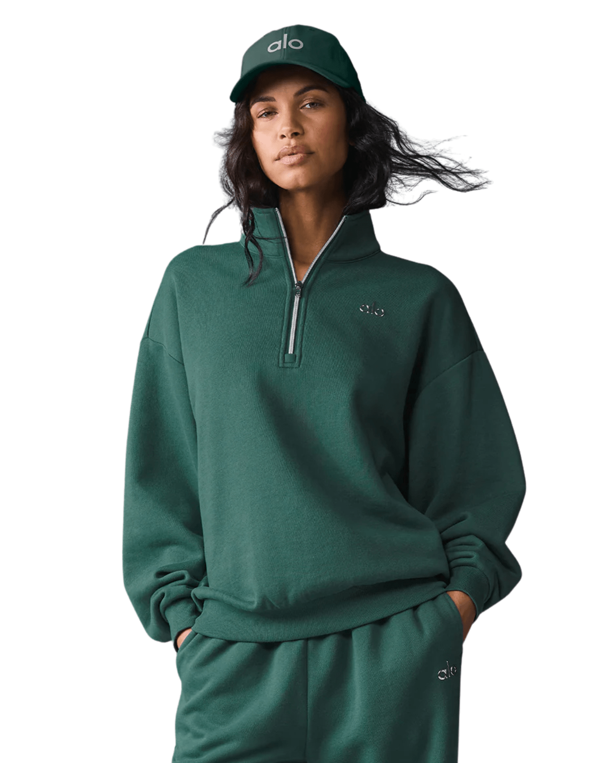 Azul Navy Zip 1/4 Accolade Yoga Alo Pullover ノータブルビーニー　lvory Alo Marinho 1.549 R$ por 帽子