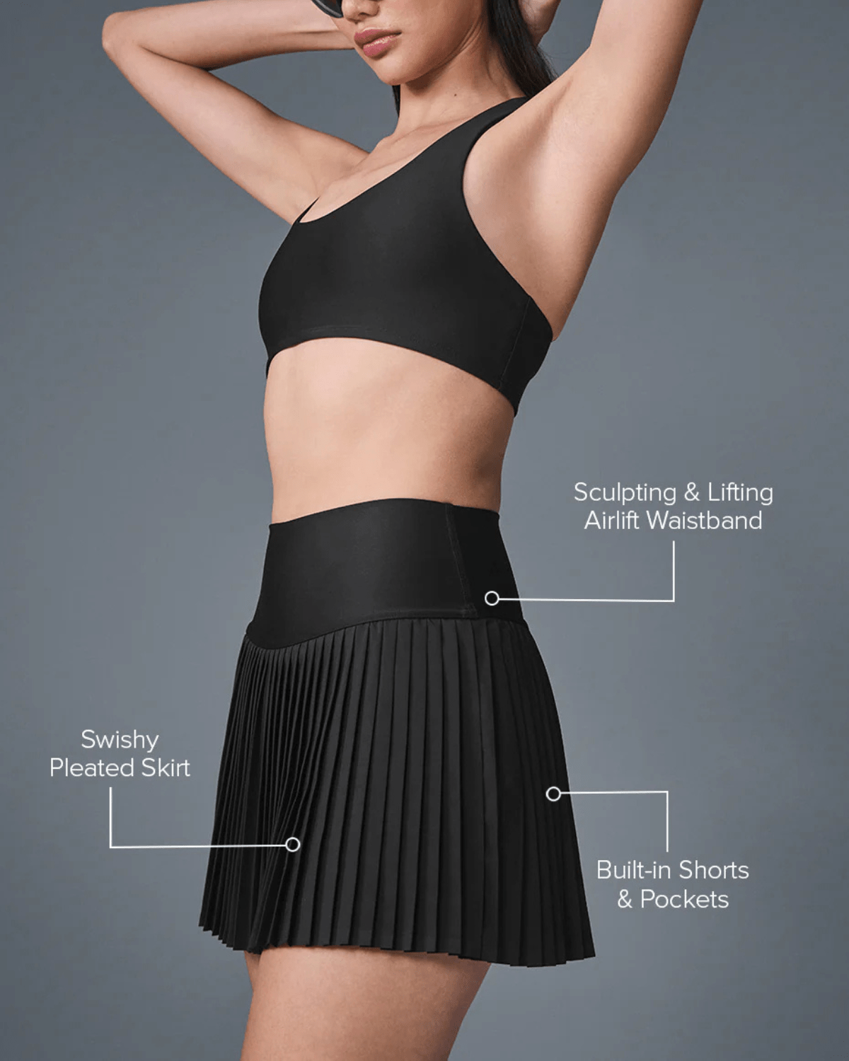Saia Alo Yoga Grand Slam Tennis Preto por R$ 1.049,99 em até 10x
