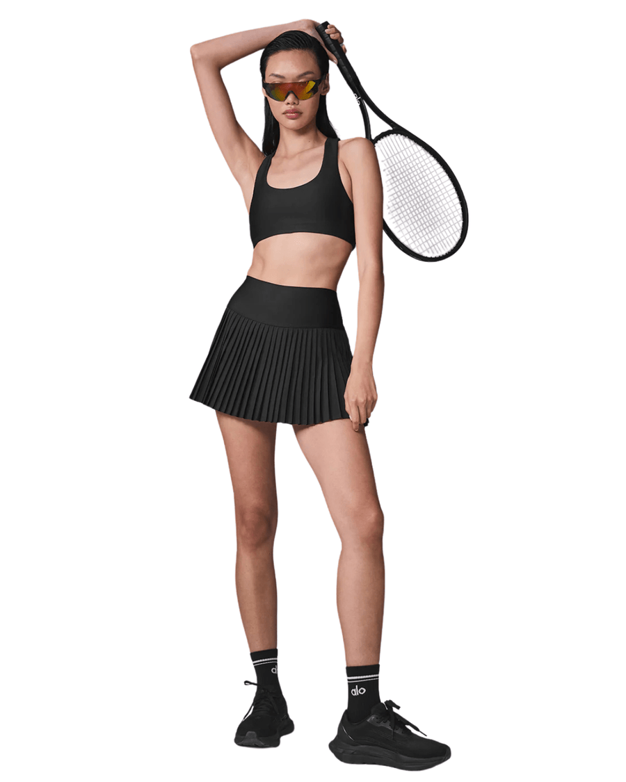 Vista lateral Saia Alo Yoga Grand Slam Tennis Preto