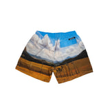 Vista lateral Shorts Tactel Dane-se Cerrado Estampado Azul