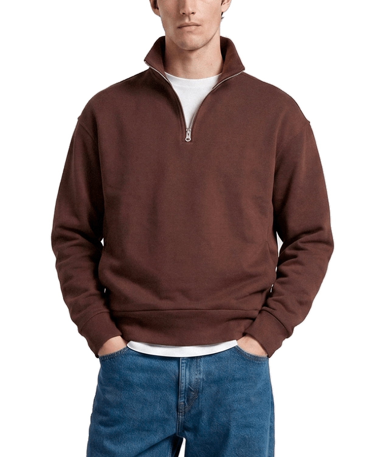 Suéter Saint Studio Moletom Quarter Zip Marrom