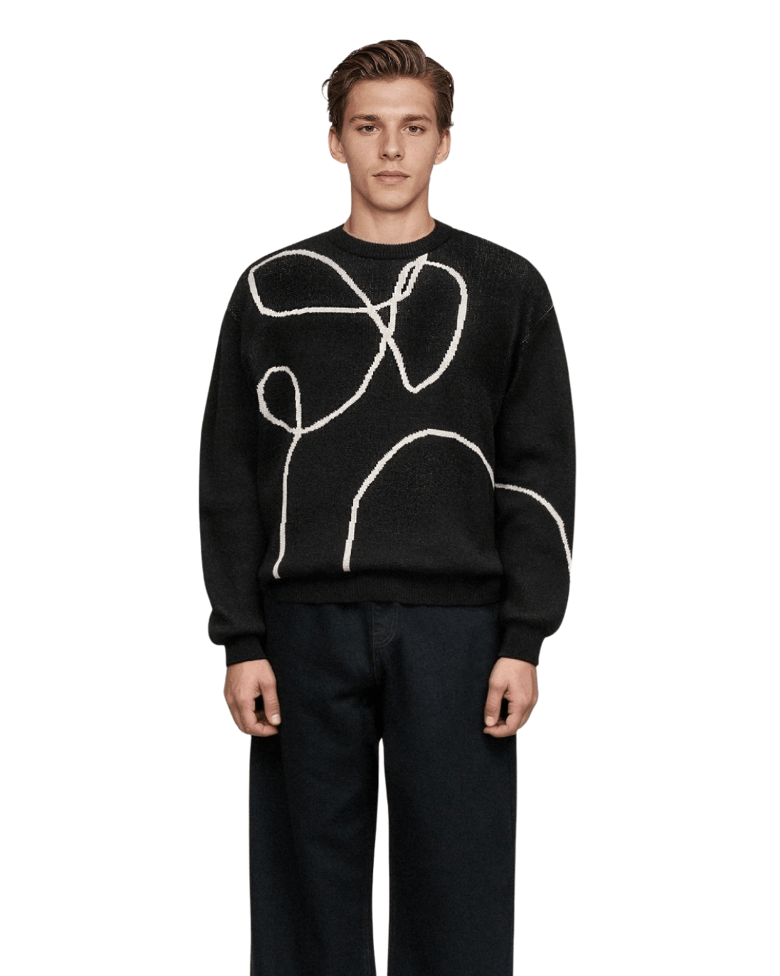 Suéter Tricô Saint Studios Jacquard Lineas Preto - Saint Studio - 