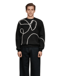 Suéter Tricô Saint Studios Jacquard Lineas Preto - Saint Studio - 