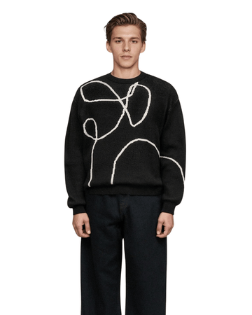 Suéter Tricô Saint Studios Jacquard Lineas Preto - Saint Studio - 