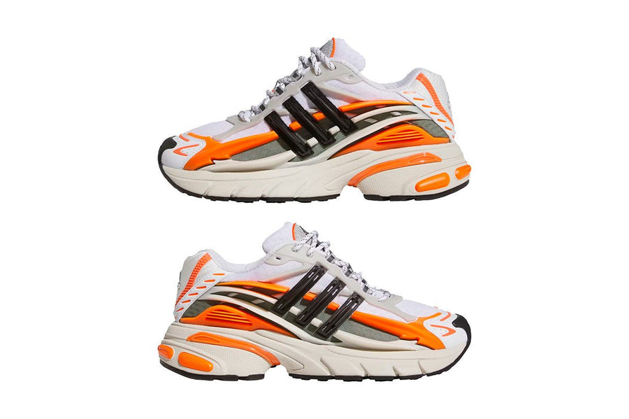 Vista do solado do Adidas Adidas Adistar Jellyfish Pharrell Williams Focus Olive Orange mostrando padrão de tração e tecnologia de amortecimento