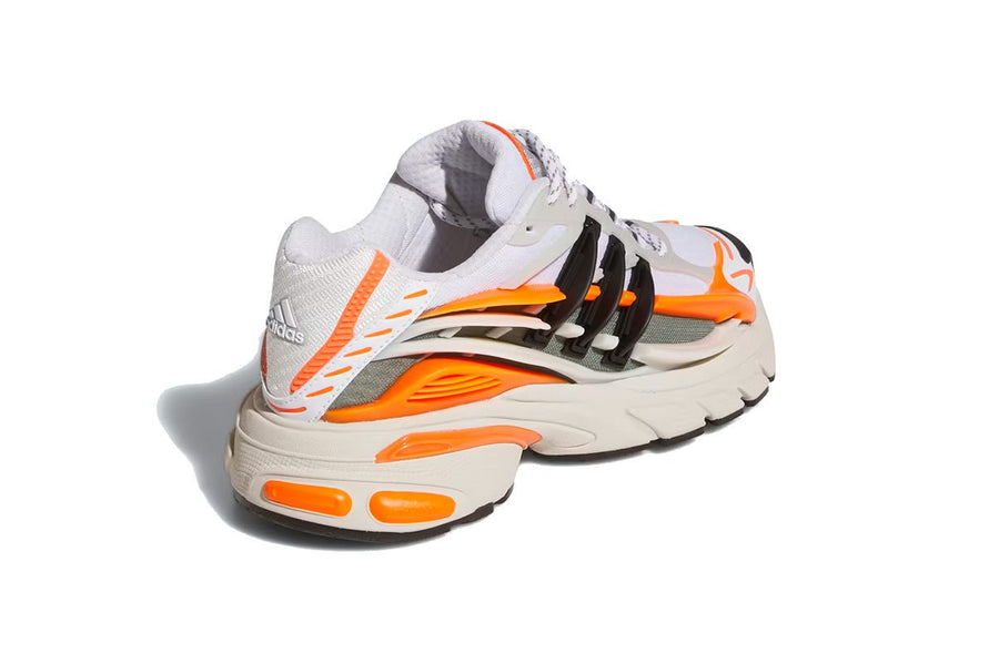 Vista superior do Adidas Adidas Adistar Jellyfish Pharrell Williams Focus Olive Orange mostrando abertura, lingueta e cadarços
