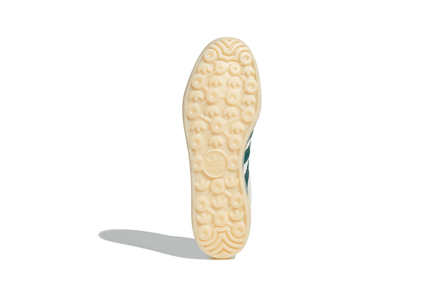Vista traseira do Adidas Adidas Gazelle Indoor Cream White Preloved Teal mostrando calcanheira e detalhes do solado