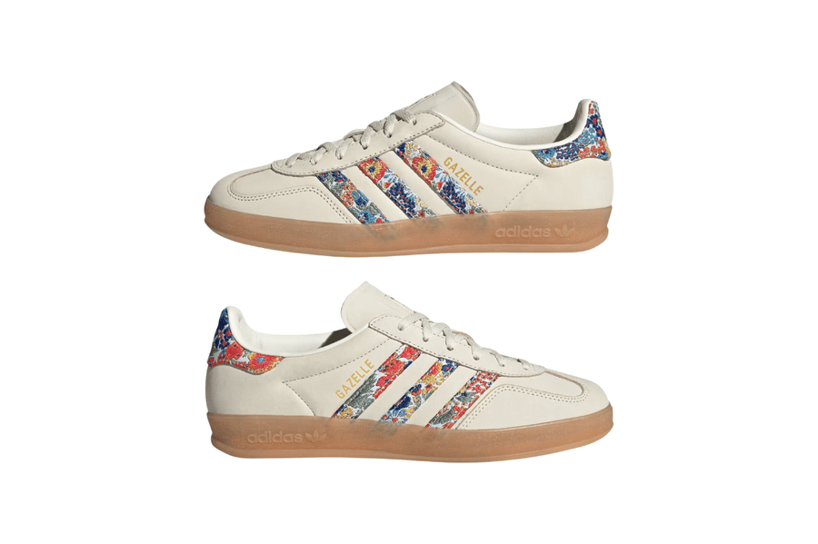 Vista superior do Adidas Adidas Gazelle Indoor Liberty London Floral Embroidery Stripes Multi-Color mostrando abertura, lingueta e cadarços