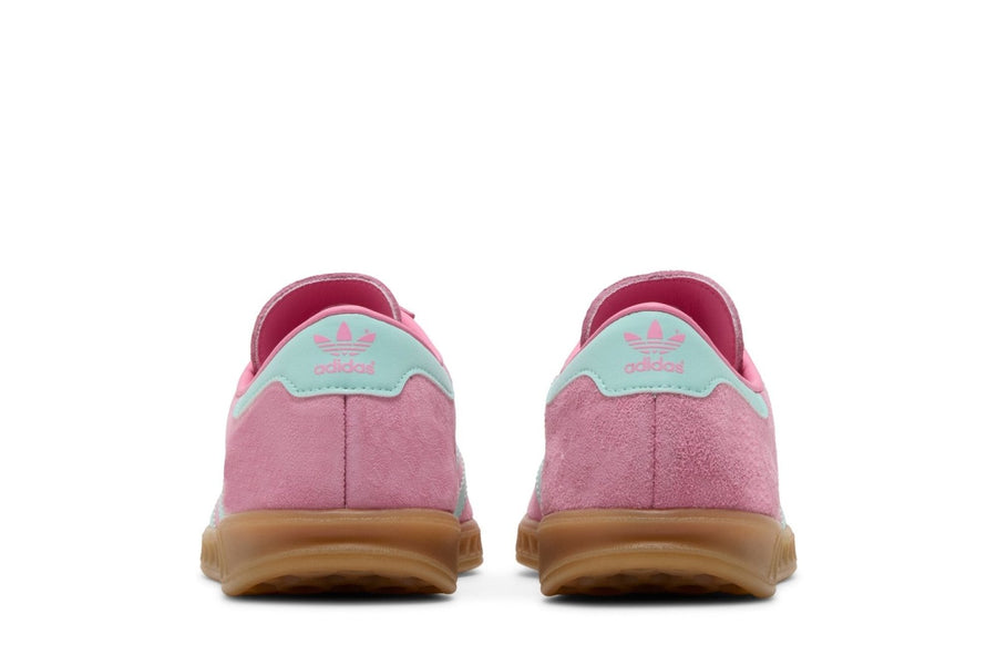 Vista superior do Adidas adidas Hamburg Bliss Pink Semi Flash Aqua mostrando abertura, lingueta e cadarços