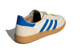 Vista superior do Adidas Adidas Handball Spezial Cream White Blue Warm Sandstone mostrando abertura, lingueta e cadarços