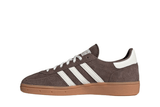 Vista lateral do Adidas Adidas Handball Spezial Earth Strata Gum mostrando design do cabedal e logo da marca