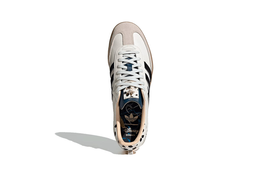 Vista frontal do Adidas Adidas Samba Disney 101 Dalmatians Penny mostrando biqueira e costuras