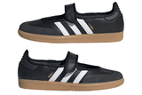Vista em detalhe do Adidas Adidas Samba Jane 'Black White Gum' mostrando textura do material e acabamento