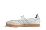 Vista lateral do Adidas Adidas Samba Jane White Blue Gum mostrando design do cabedal e logo da marca